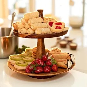 Wooden Cake Stand 2 Tier Mango Wood