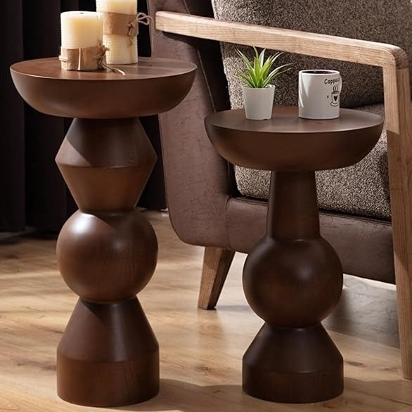 Brown Wooden Foldable Double-Layer Coffee Table