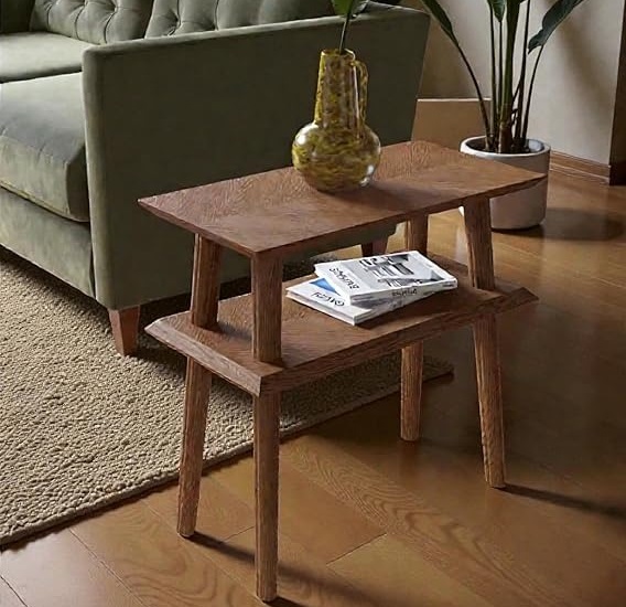 Natural Wood Bedside Table for Living Room