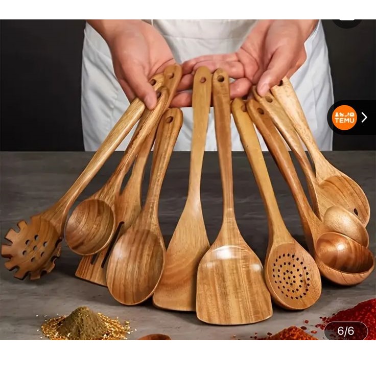 6 Pcs Wooden Spoon Set