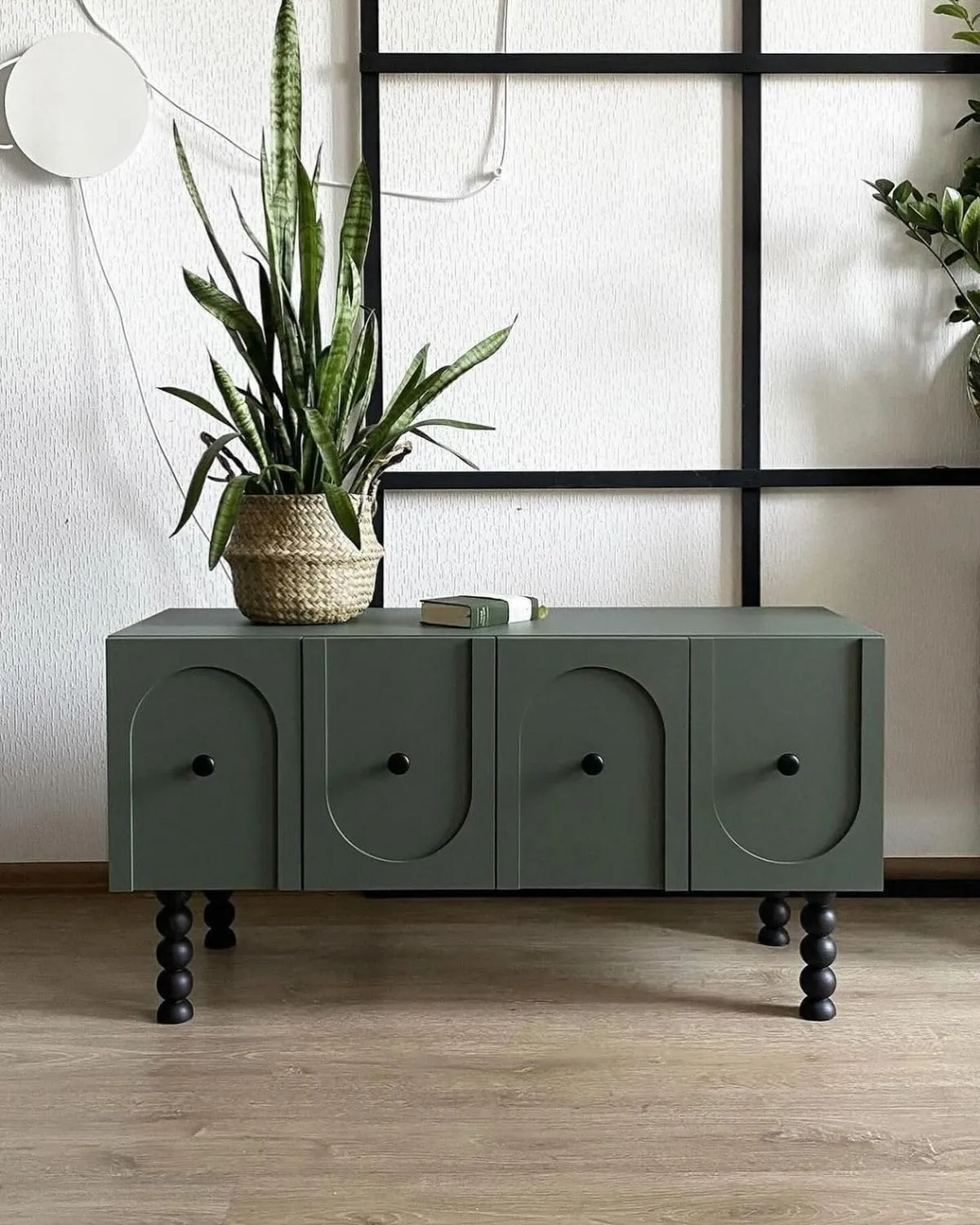 Olive Green Solid Wood 4 Drawer Dresser Storage Cabinet for Living Room Use Durable Wooden Material Spacious Drawer Unit Organizer Strong Build Stylish Home Furniture Storage