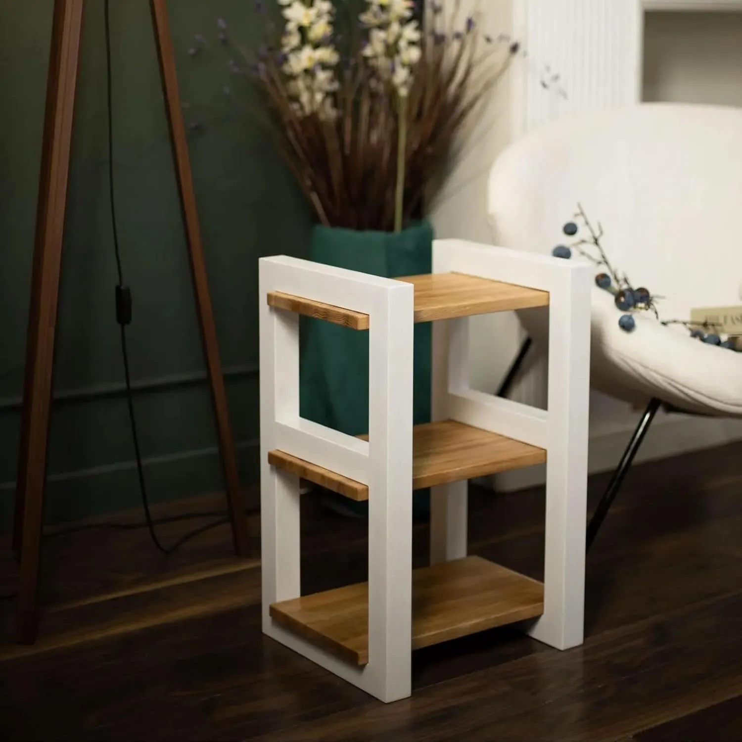 Entryway Shoe Shelf Tall Wooden Shoe Storage Bookcase for Home Use Durable Wooden Material Space Saving Design Organizer Rack Stand White Natural Finish Multipurpose Storage Unit