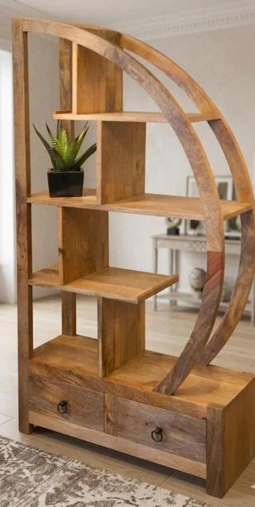 Wooden Bookcase with Shelves Natural Wood Book Organizer for Living Room Use Durable Wooden Material Stylish Storage Display Unit Functional Organizer Home Furniture for Books Decor