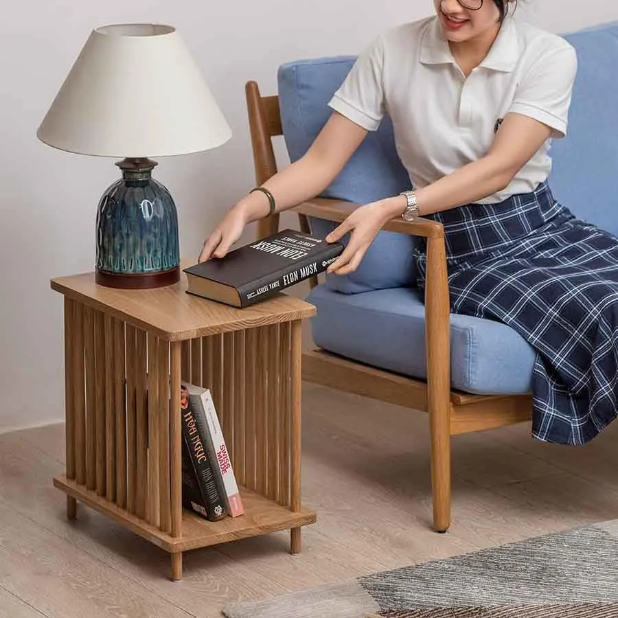 Wood Bedside Table Brown Wooden Sofa Side Table for Living Room Bedroom Use Durable Wooden Material Furniture Compact Space Saving End Table for Home Organization and Everyday Utility Needs