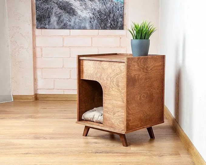 Natural Mango Wood Bedside Table Wooden Night Stand Side Table for Bedroom Living Room Use Durable Wooden Material Compact Space Saving Furniture for Home Organization and Daily Utility Needs