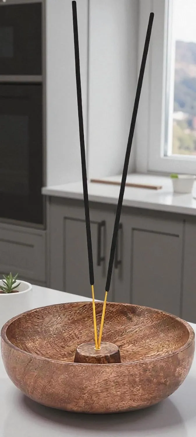 Wooden Brown Incense Stick Holder Bowl for Home Use Meditation Aromatherapy Wooden Material Aromatic Decor Durable Natural Wood Accessory for Relaxation Spiritual Ambiance and Daily Use