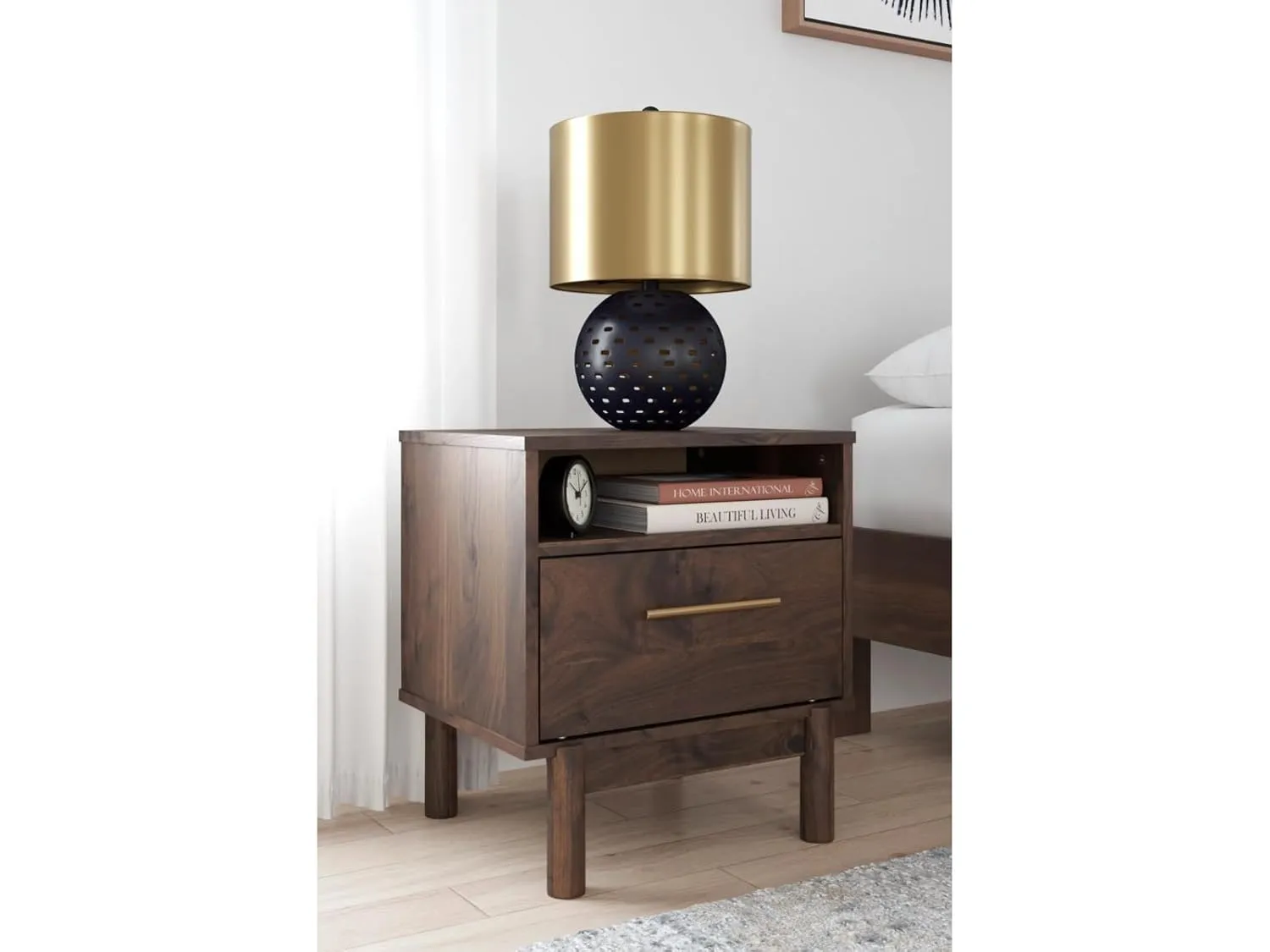 Bedside Table with Drawers for Bedroom Storage Solid Mango Wood Brown Nightstand End Table for Home Use Durable Wooden Side Table Organizer Compact Stylish Furniture for Daily Use