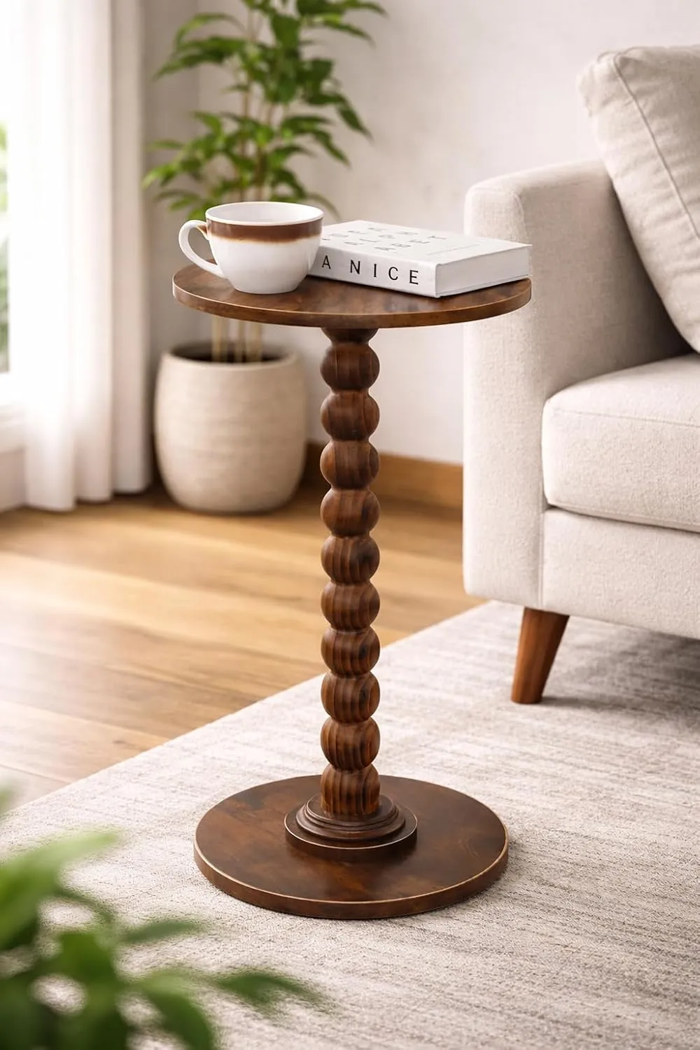 Foldable Coffee Table Wooden Walnut Finish Compact Living Room Table for Tea Snacks Work Durable Wood Coffee Table Space Saving Portable Furniture for Home Office Daily Use