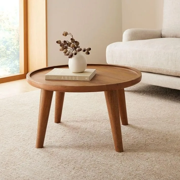 Wooden Coffee Table Natural Mango Wood Solid Wood Living Room Table for Daily Use Durable Wood Center Table for Home Furniture Tea Coffee Table Strong Wooden Table for Living Space