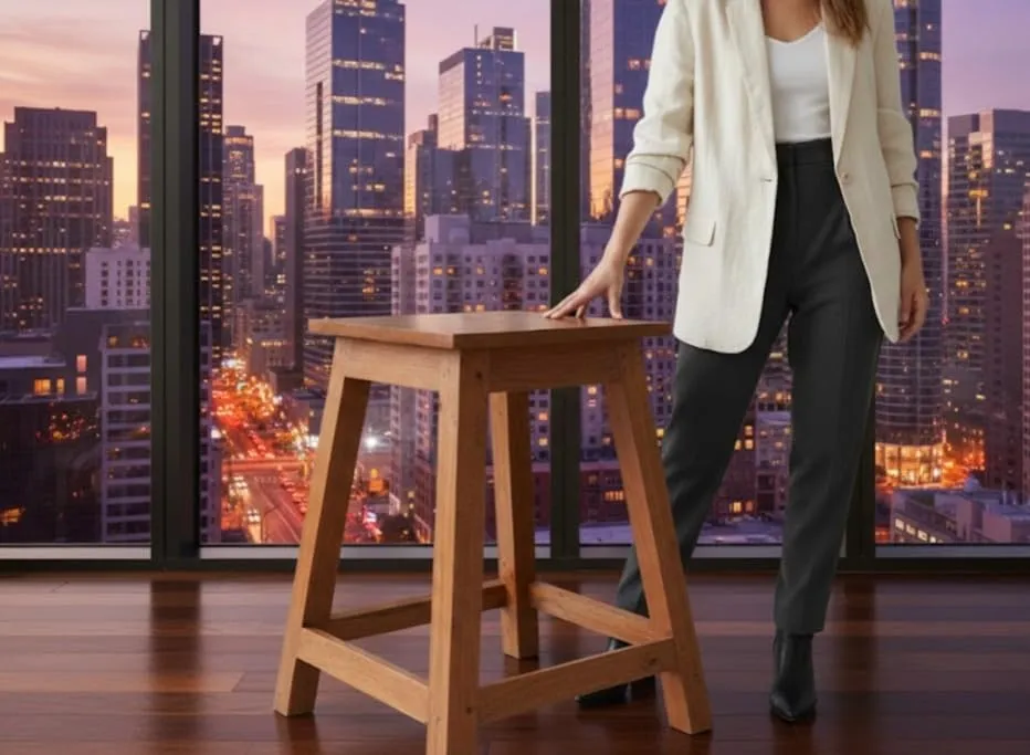 The wooden tone Solid Wood Stool for Home and Kitchen Durable Seating Stool Solid Wood Furniture