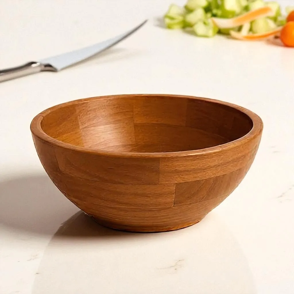The wooden tone Natural Mango Wood Salad Bowl Wooden Serving Bowl Solid Wood Kitchen Use