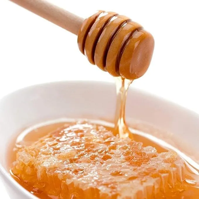 The wooden tone Natural Wooden Honey Dipper Set 2 Kitchen Serving Tool Solid Wood