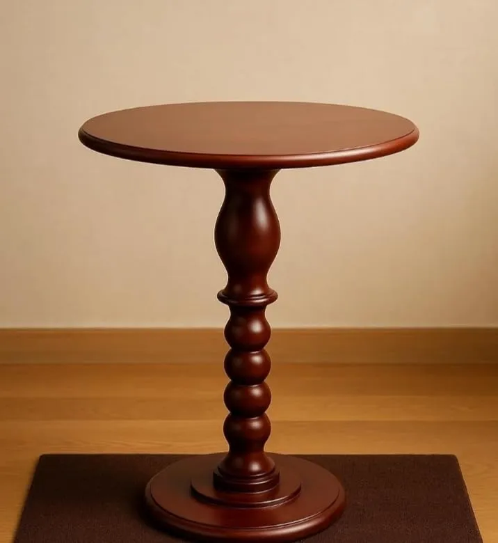 The wooden tone Round Coffee Table Solid Mango Wood MDF Foldable Modern Table