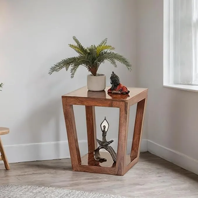 The wooden tone Solid Mango Wood Side Table Natural Finish Wooden End Table