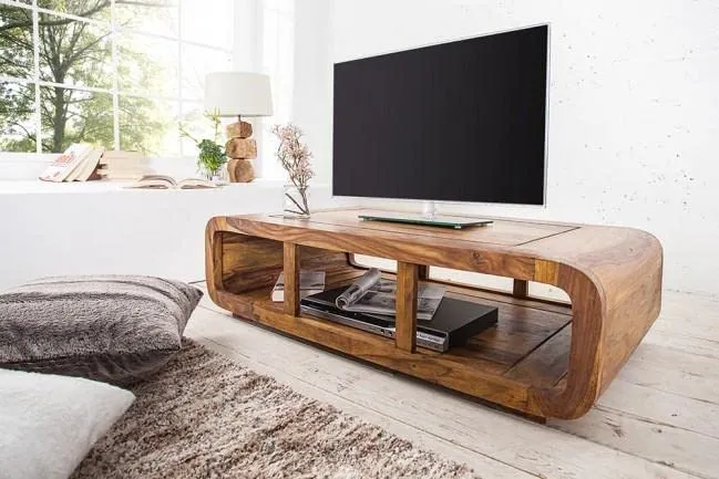 The wooden tone Coffee Table for Living Room Solid Rosewood Wooden Center Table for Home Use Durable Wood Furniture Brown Finish Strong Stable Design for Daily Use