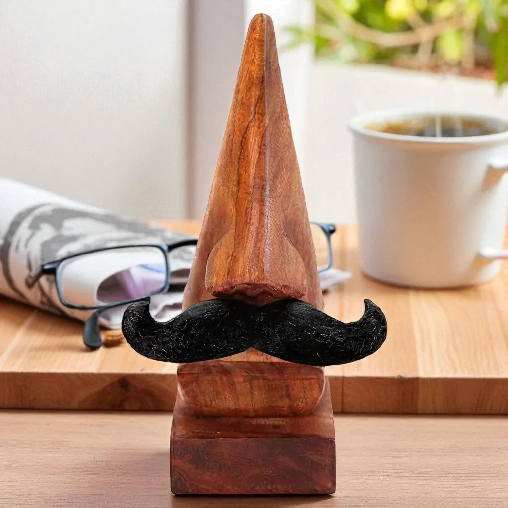 The wooden tone  Natural Wood Nose Shaped Spectacle Holder Stand for Eyeglasses Sunglasses Display Organizer Desk Accessory Home Office Decor