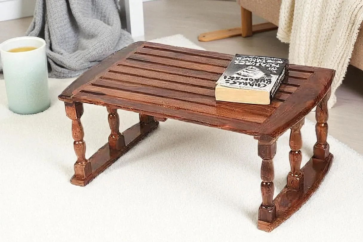 The wooden tone laptop table for study and bed use made from natural wood