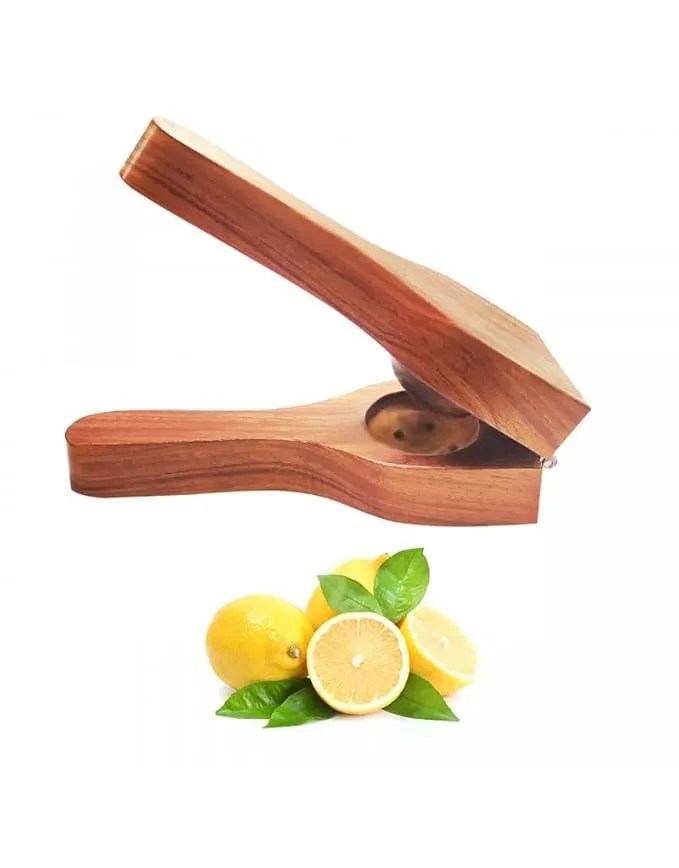The wooden tone Natural Mango Wood Hand Juicer Manual Lemon Squeezer Citrus Press Wooden Juice Extractor for Kitchen Easy Grip Durable Design