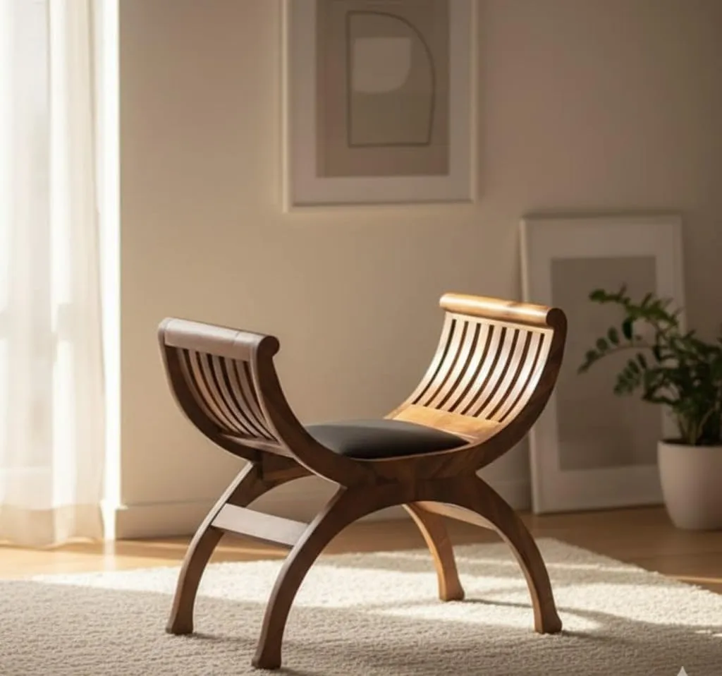 Wooden sofa chair accent bench for living room use durable wood and cushion material seating bench for home furniture comfortable design for daily use strong frame and support