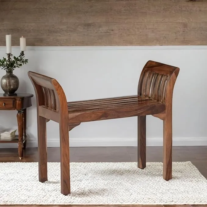 The Wooden Tone Solid Wood Entryway Bench for Hallway Seating Use Made of Natural Wood with Strong Sturdy Design