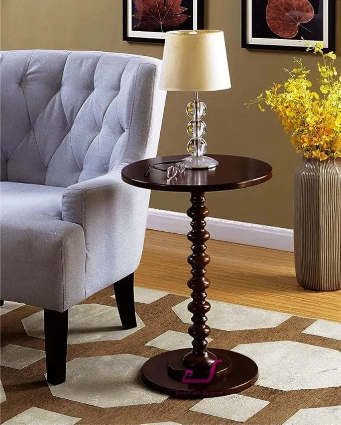 The wooden tone table  Round Wooden End Table for Living Room Brown Mango Wood Tabletop with MDF Support Modern Round Side Table Coffee Table for Bedroom Living Room Small Accent Table