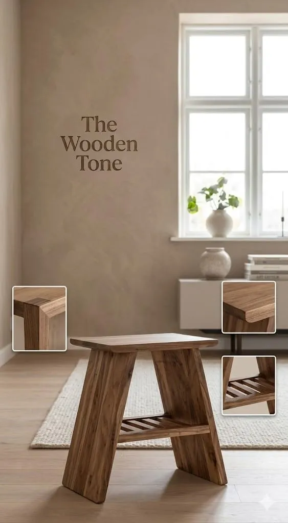 Wooden mango wood side table natural finish for living room use durable wood material end table for home furniture compact design for daily use space saving table solution