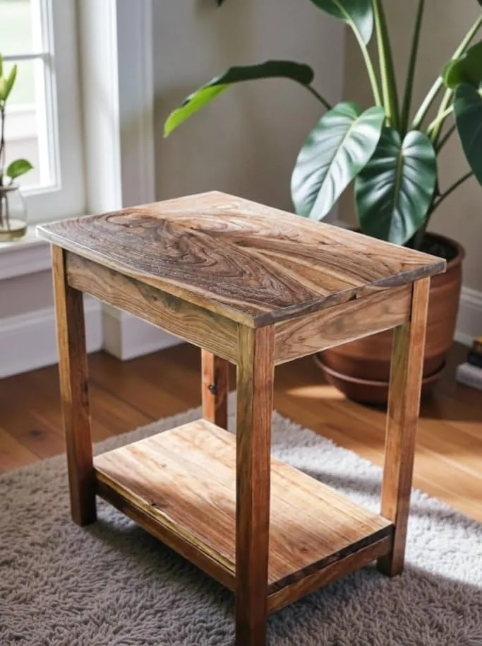 Wooden wood stool end table for living room use durable wood material side table for home furniture compact design multipurpose use for daily needs space saving stool table solution