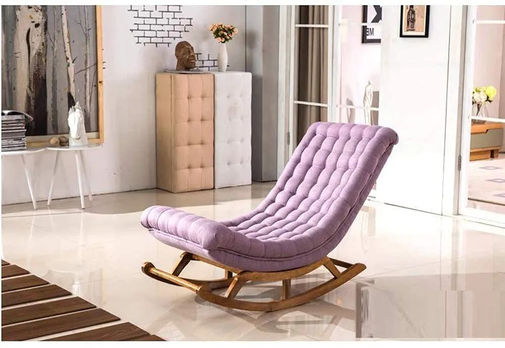 The wooden tone rocking chair for living room made from wood with soft cushion for relaxing seating comfort