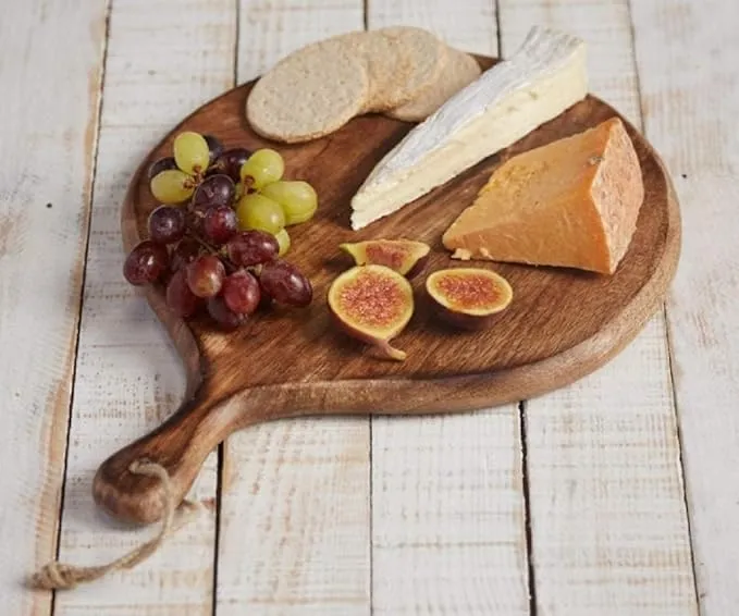The woden tone  Natural Brown Round Mango Wood Chopping Board Wooden Kitchen Cutting Board for Vegetables Fruits Meat Cheese Bread Serving Platter Eco Friendly Handmade Solid Wood Cooking Prep Board