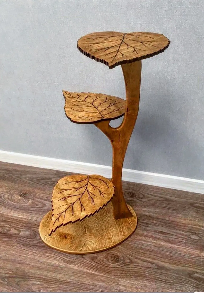 The wooden tone planter stand for home decor and plant display use crafted from wood in natural light finish