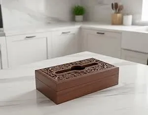 Wooden napkin holder for dining table use durable wood material tissue holder for kitchen table organizer compact design for daily use table accessory for home restaurant and cafe use