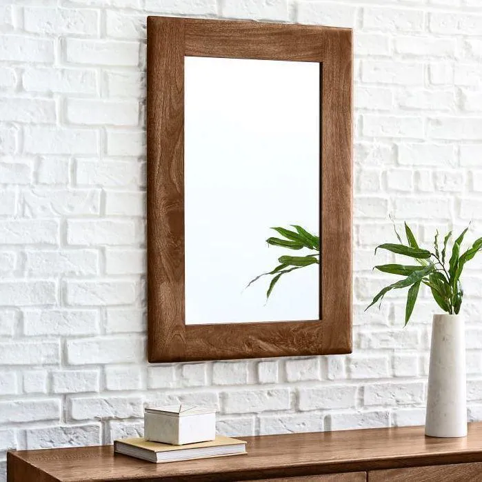 The Wooden Tone Rectangular Morgan Mirror for wall decor and daily use crafted from durable wood material