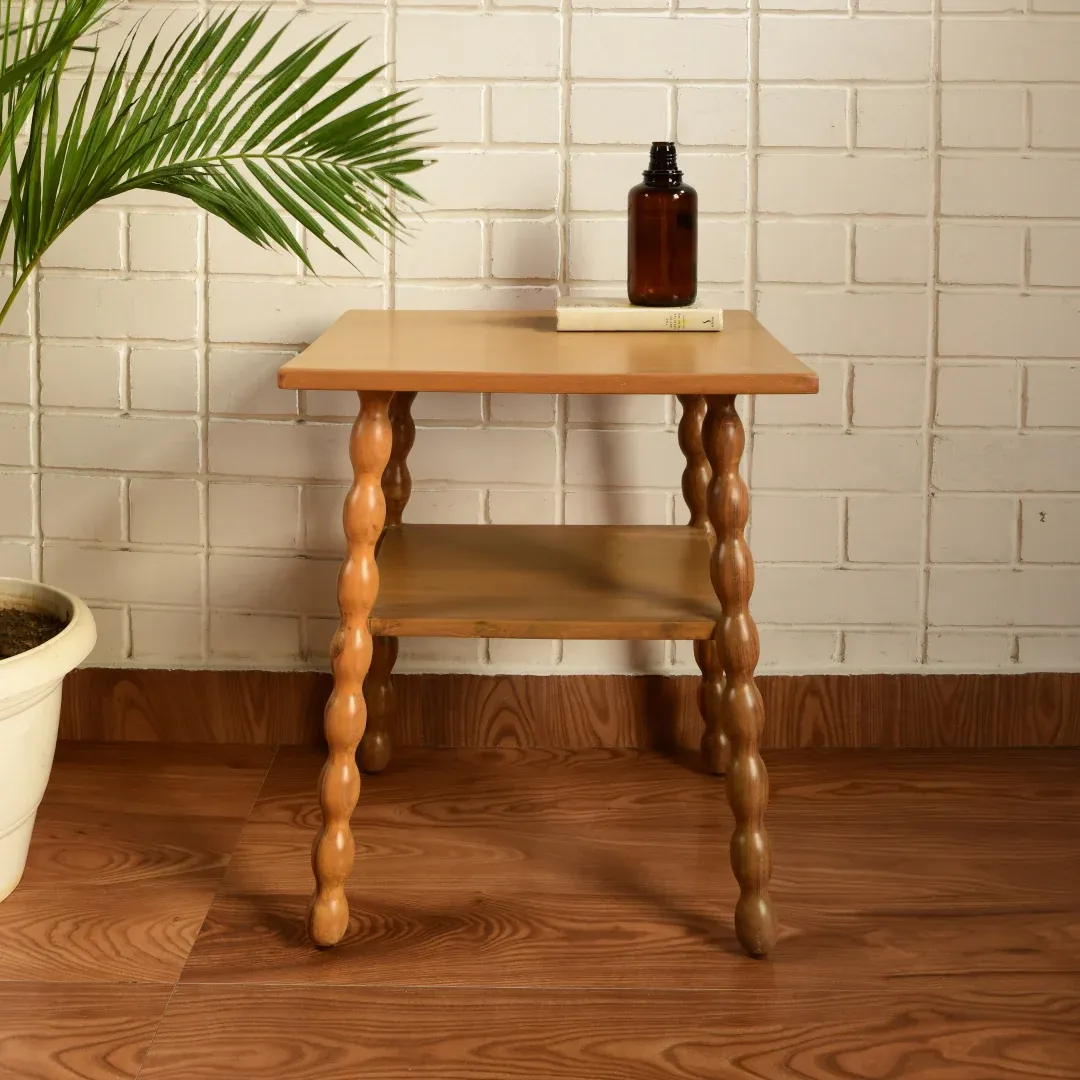 The Wooden Tone Side Table for Living Room Use Crafted from Durable Wood in Natural Light Finish