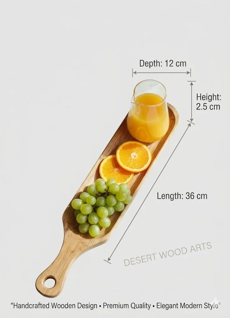 Wooden Serving Tray for Tea Coffee Snacks Natural Wood Material Durable Food Serving Tray for Kitchen Dining Table Breakfast Use Easy Carry Stylish Design for Home Serving and Organizing Needs