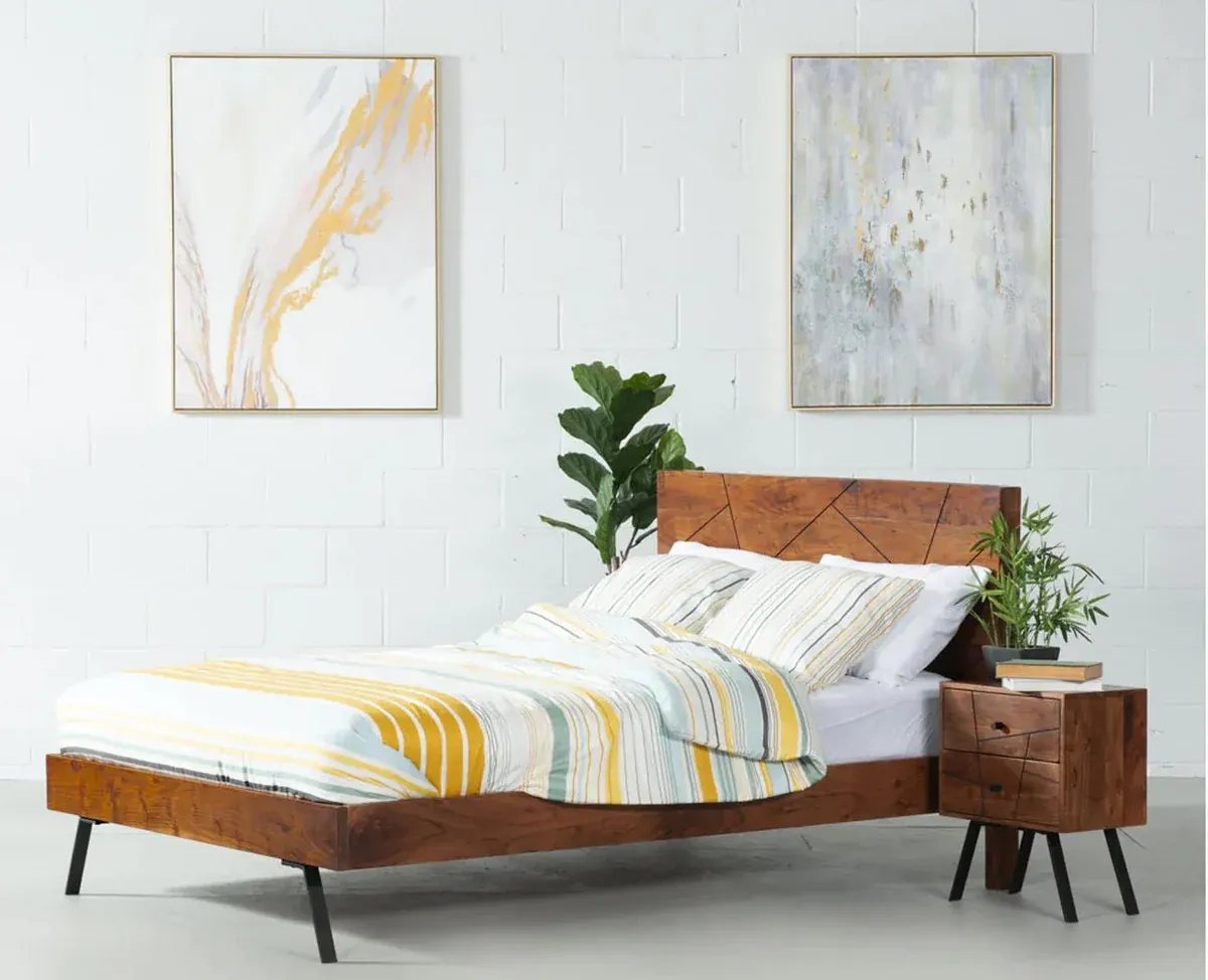 The Wooden Tone Beds for Living Room Use Made with Wood in Walnut Light Color
