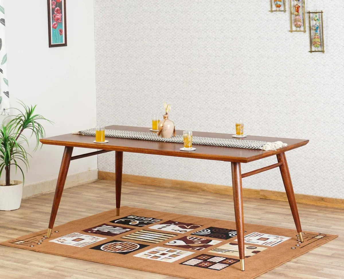 The Wooden Tone Dining Table for Dining Room Use Made with Wood in Walnut Light Color