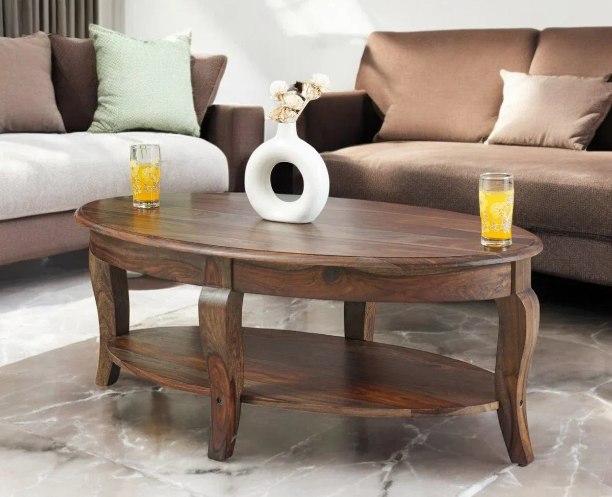 The Wooden Tone Coffee Table for Living Room Use Made with Wood in Brown Light Color