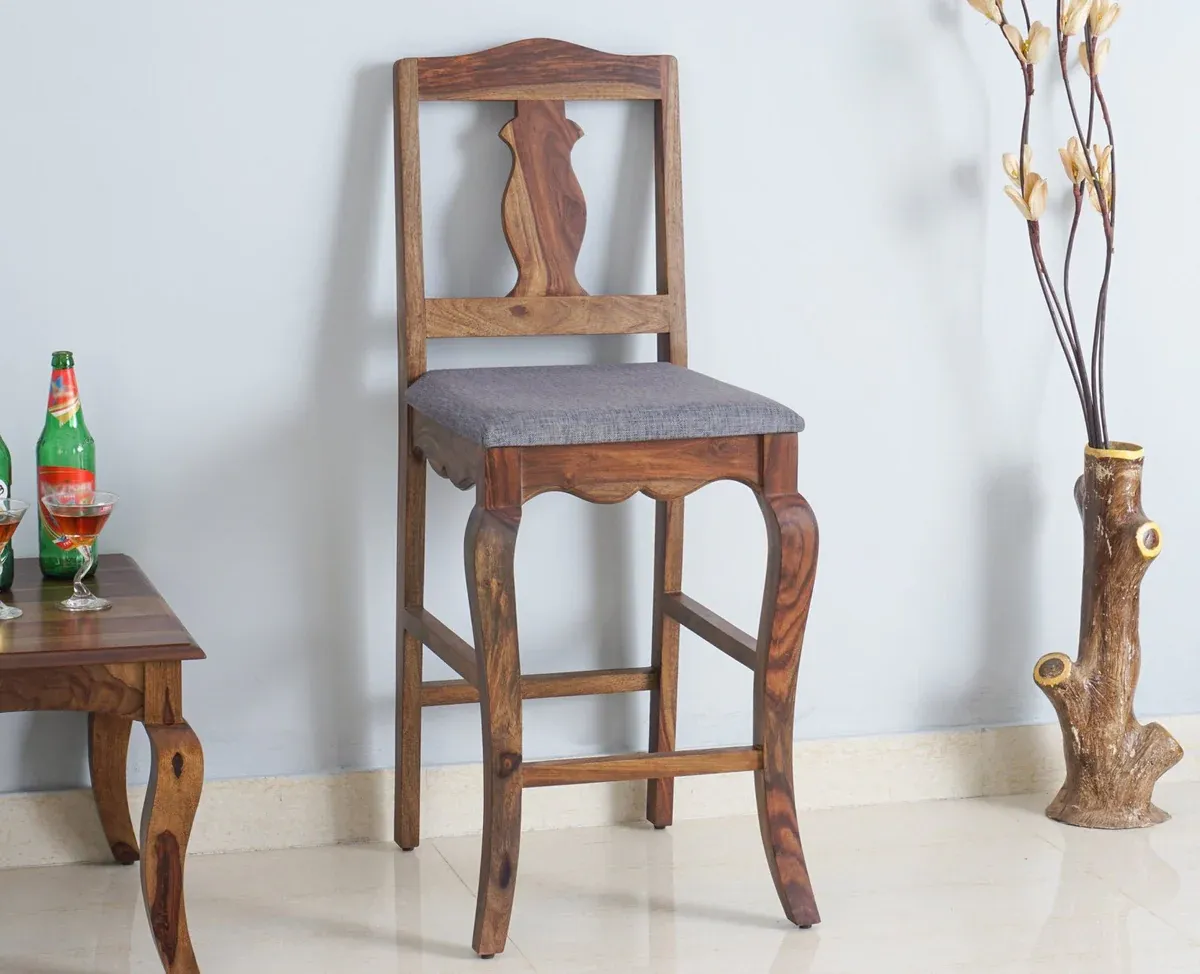 The Wooden Tone Wood Bar Chair for Seating Use Made with Cushion and Wood in Polish Light Color