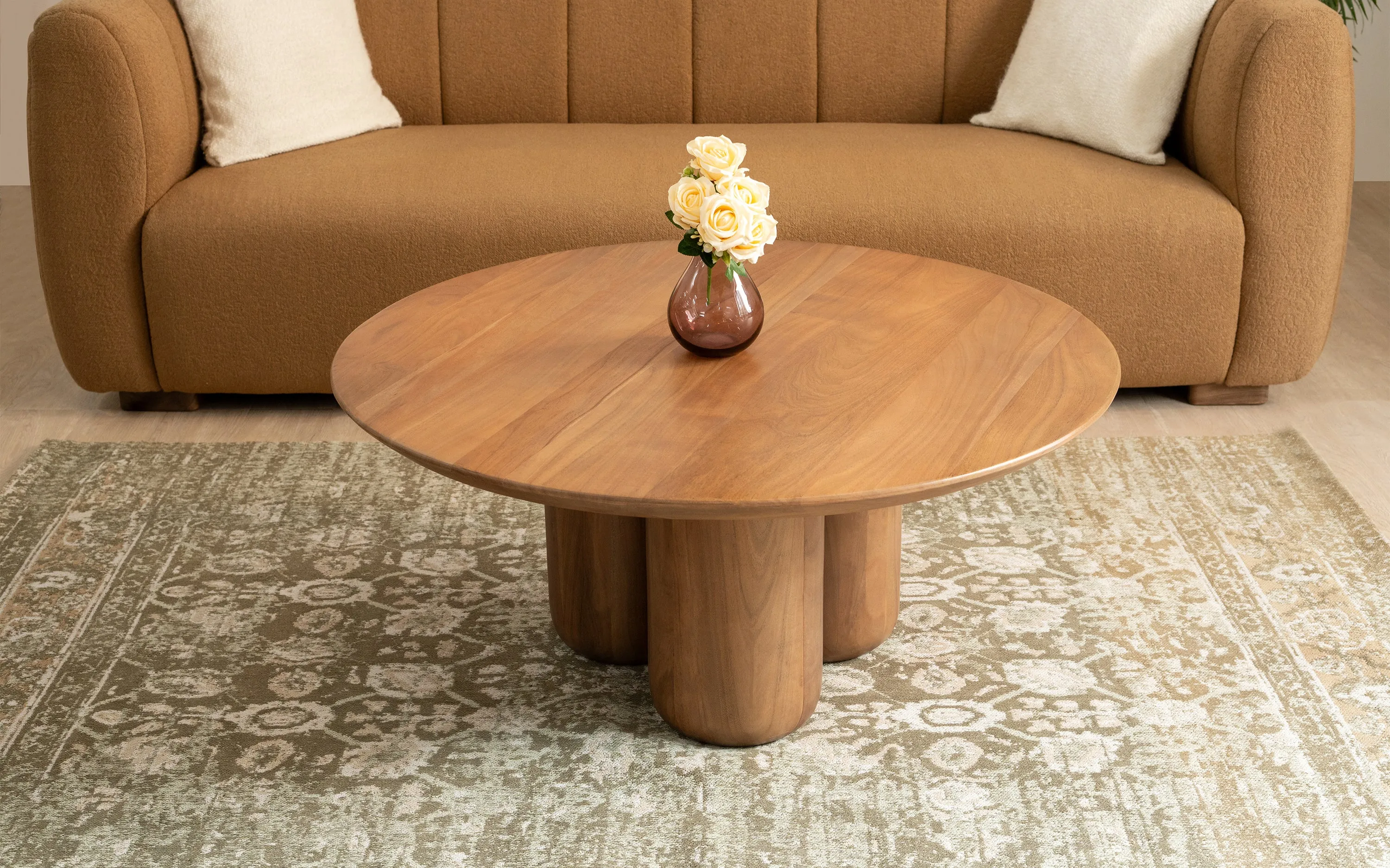 The Wooden Tone Buda Coffee Table for Living Room Use Made with Wood in Brown Light Color