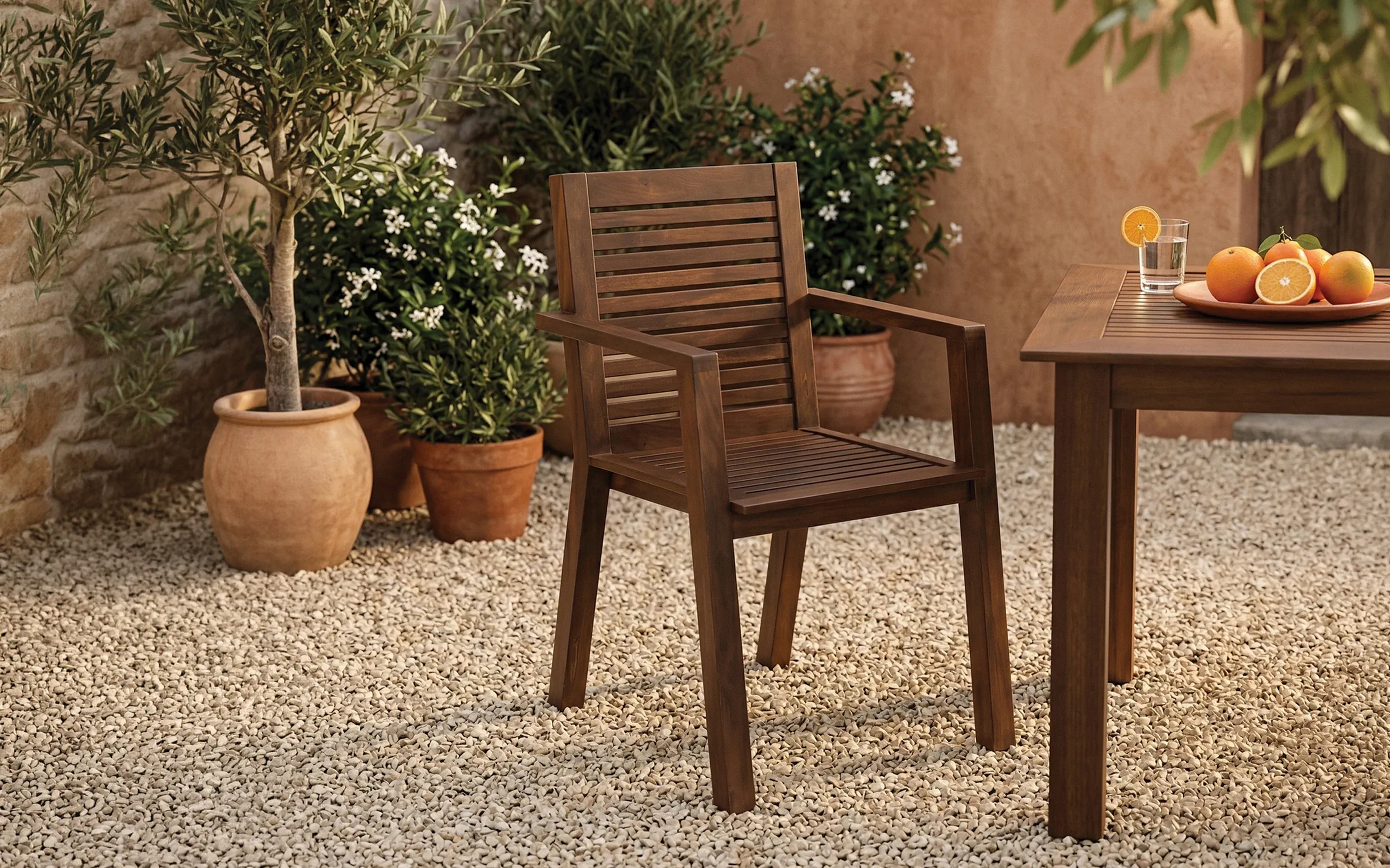 The Wooden Tone Dining Chairs for Seating Use Made with Teak Wood in Mahogany Light Color