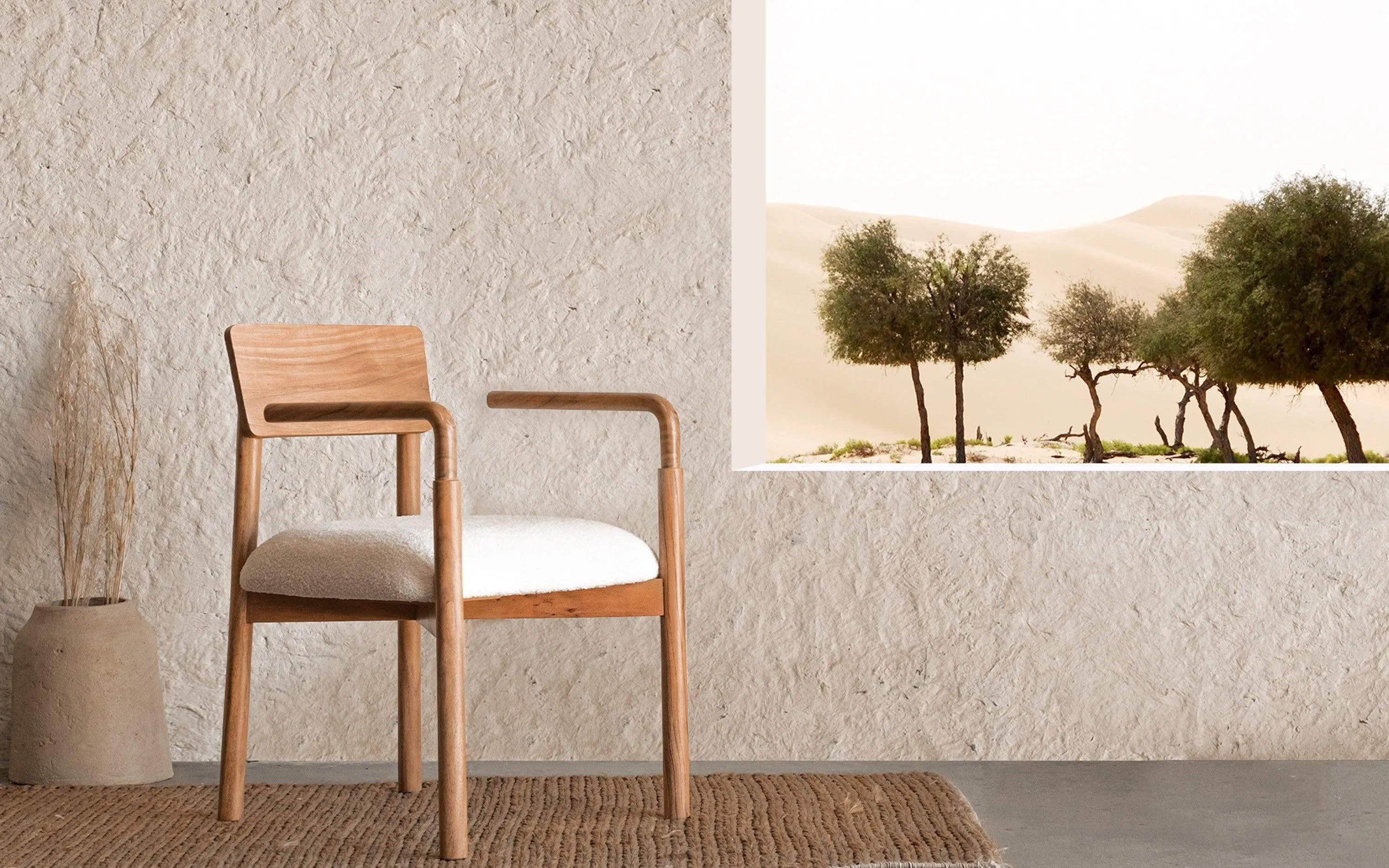 The Wooden Tone Blair Chair for Seating Use Made with Mango Wood and Cushion in Natural Walnut Light Color