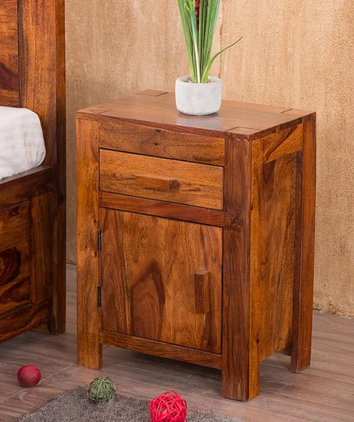 The Wooden Tone Rose Wood Bedside Table with Drawers Wooden Furniture for Bedroom Storage Home Use