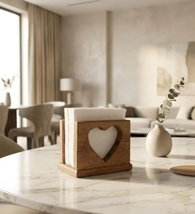 Wooden Napkin Holder for Dining Table Kitchen Use Natural Wood Tissue Holder Stand Durable Tabletop Organizer for Home Restaurant Cafe Napkin Storage Easy Access Holder Simple Design