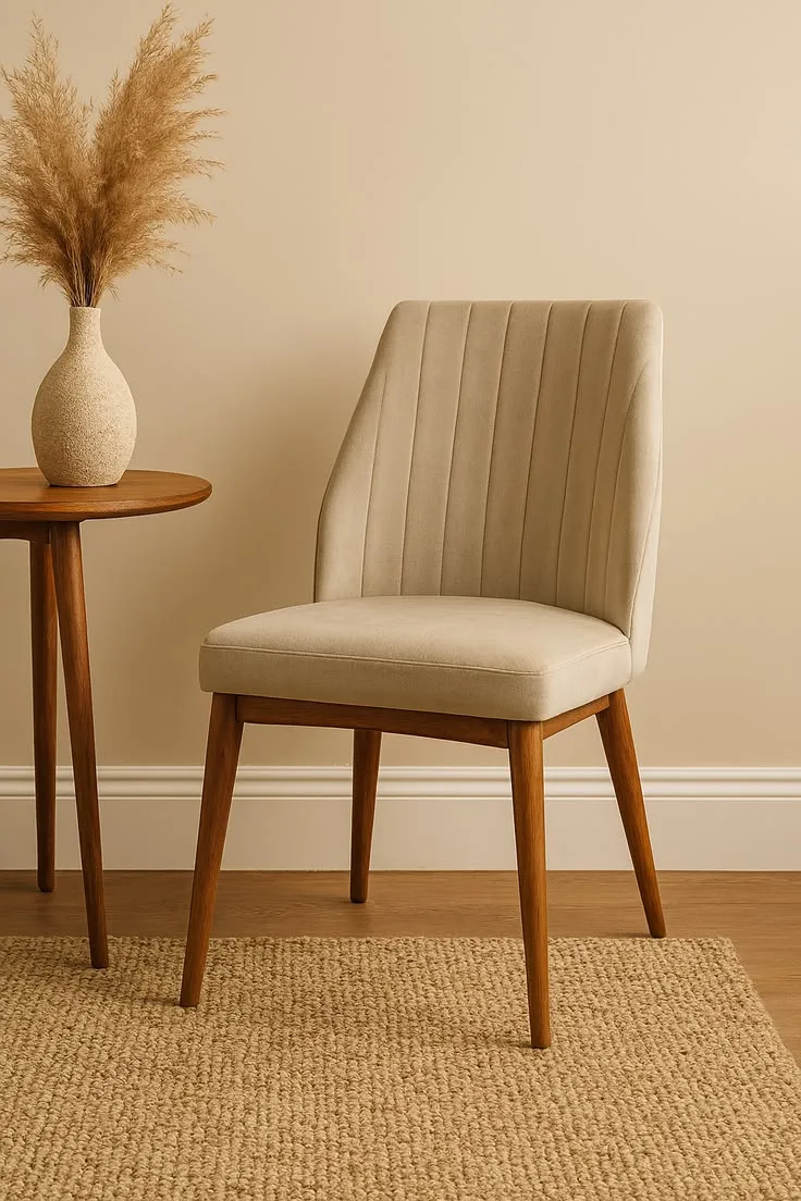 The Wooden Tone Wooden Tufted Teak Wood Dining Chairs Set of 2 for Dining Room Use Wood and Cushion