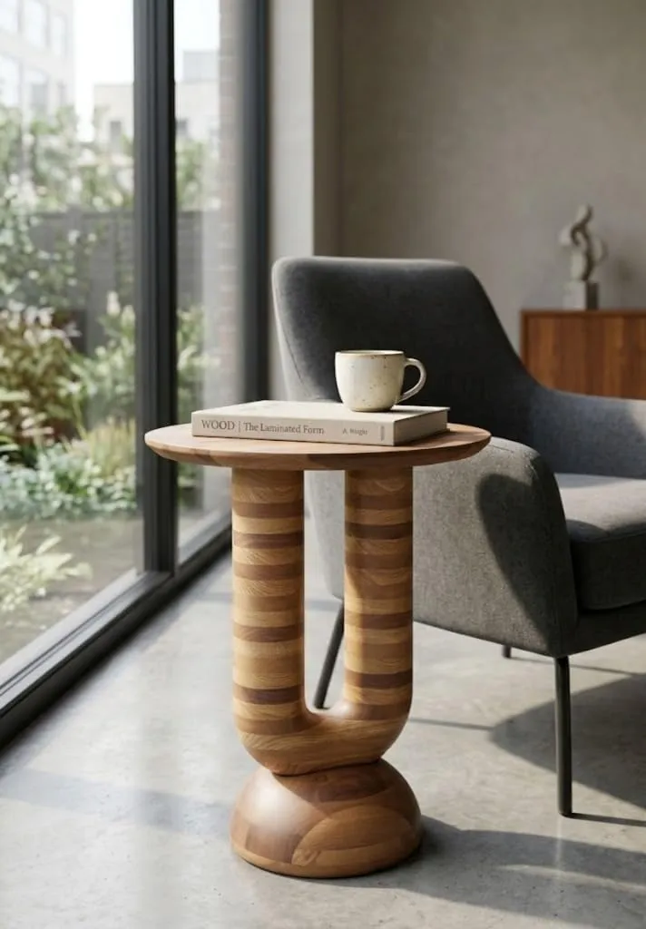 Wooden Coffee Table Foldable U Shape for Living Room Use Natural Wood Folding Table Laptop Tea Snack Table Durable Sofa Side Table Space Saving Portable Design for Home Office Daily Use