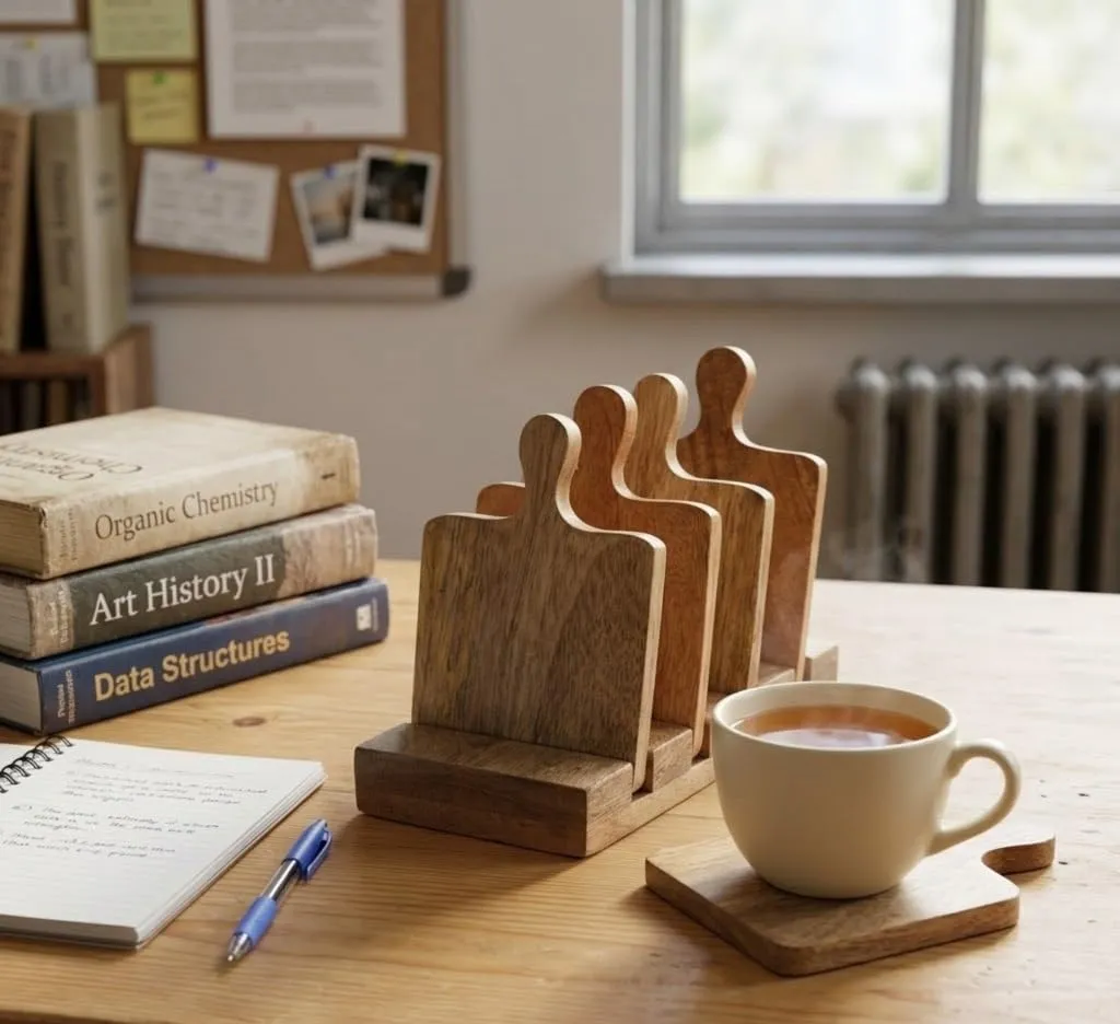 Wooden Tea Coasters for Table Protection Use Natural Wood Drink Coaster Set Durable Cup Glass Coasters for Home Kitchen Dining Table Office Decor Heat Resistant Surface Protection