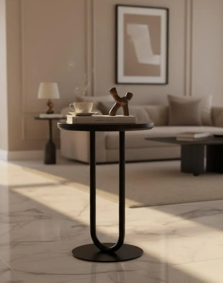 Iron Coffee Table for Living Room Use Black Metal Center Table Durable Sofa Side Table for Home Office Modern Tea Table Furniture Strong Iron Frame Coffee Table Space Saving Design