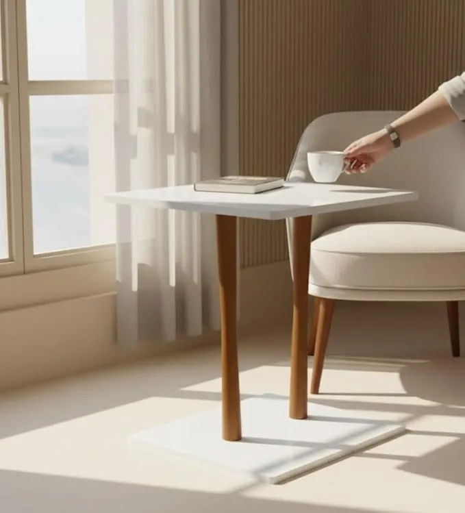 Wooden coffee table with drawers for living room storage use white and brown finish durable wood material center table for home furniture organization and modern decor solution for everyday use