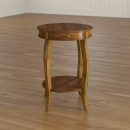 Brown Wooden End Table with Drawer & Shelf – Classic Round Accent Table for Living Room, Bedroom or Office – Elegant Curved Legs – Solid Wood Furniture