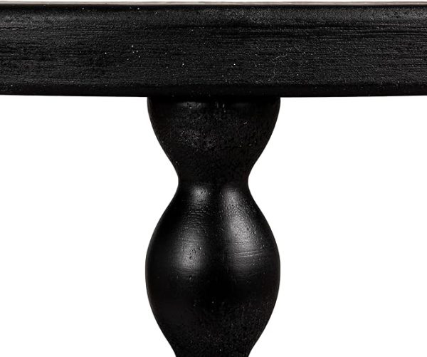 Black Wooden Bedside Table with 3 Tiers – Modern Round Nightstand with Decorative Turned Legs – Small Accent Side Table for Bedroom or Living Room - Image 5